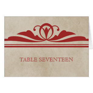 Red Elegante Deko Tischnummer Card