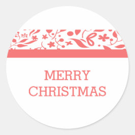 Red Elegante Foliage Holiday Runder Aufkleber