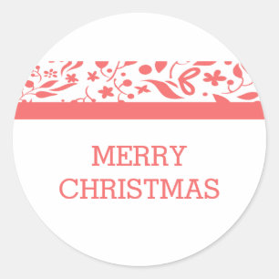 Red Elegante Foliage Holiday Runder Aufkleber