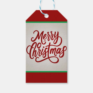 Red elegante Frohe Weihnachtskalligraphie minimali Geschenkanhänger
