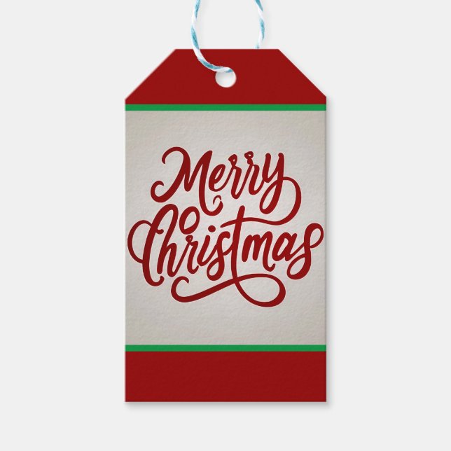 Red elegante Frohe Weihnachtskalligraphie minimali Geschenkanhänger (Vorderseite)