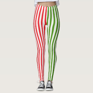 Red & Elf Green Candy Striping Streifen Leggings