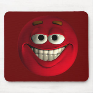 Red Emoticon Laghing Mousepad