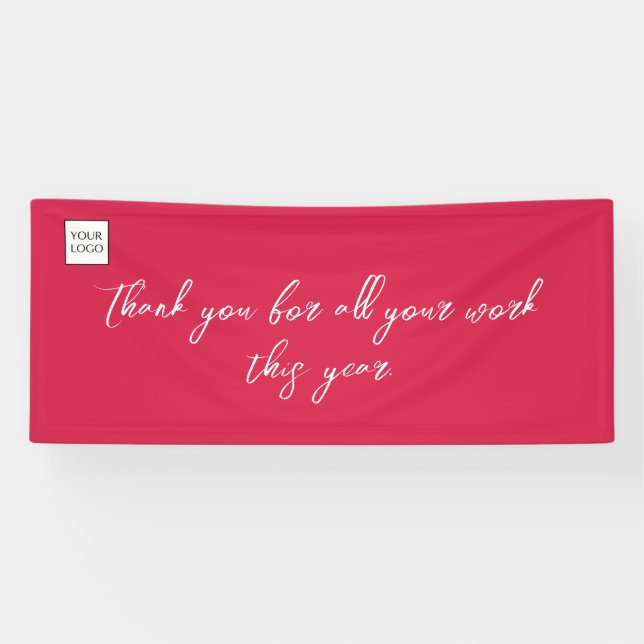 Red Employee Holiday Vielen Dank SIgn Banner (Horizontal)