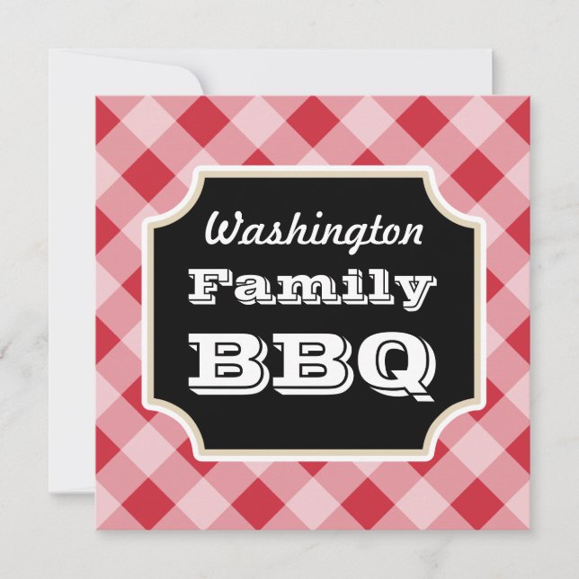 Red En vichy Custom Summer Family BBQ Invitations (Devant)