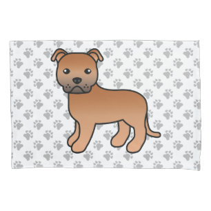 Red English Staffie Niedlich Cartoon Dog & Paws Kissenbezug