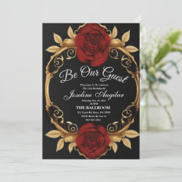 Red et Gold Sweet 16 Invitations