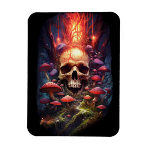 Red Ether Mushroom Skull Magnet