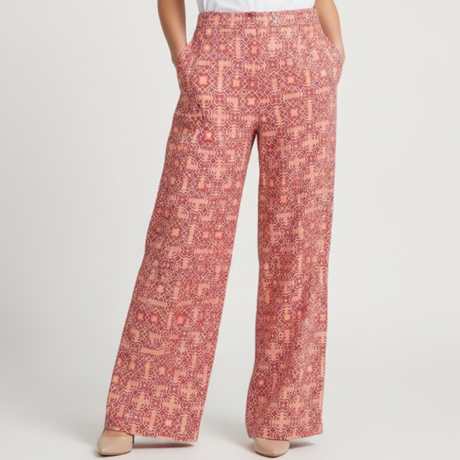 Red Ethnic Bohemisch Arabesque Geometric Pattern Stoff (Von Creator hochgeladen)