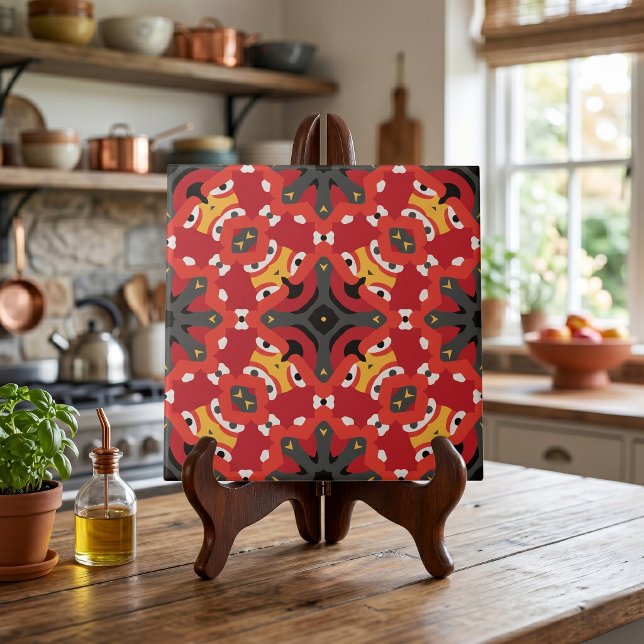 Red Ethnic Boho Oriental Arabesque Mosaik Muster Fliese (Von Creator hochgeladen)