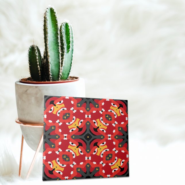 Red Ethnic Boho Oriental Arabesque Mosaik Muster Fliese (Von Creator hochgeladen)