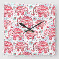 Red Ethnic Elephant Pattern