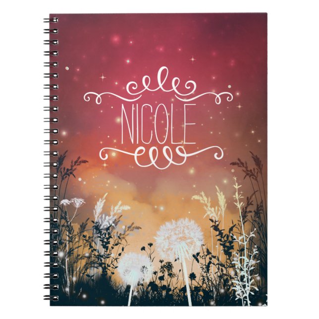 Red Evening Sky Stars & Foliage Journal (Devant)