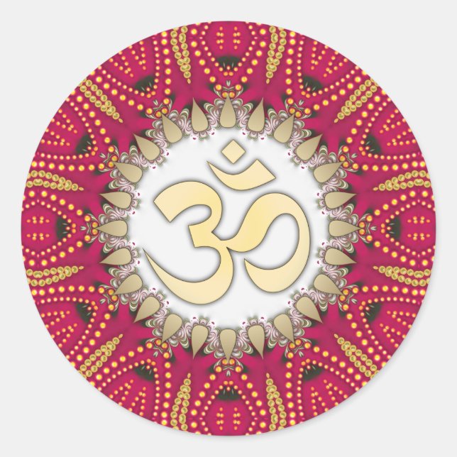 Red Exotic Bohemisch Om Spirituelle Art Sticker (Vorderseite)