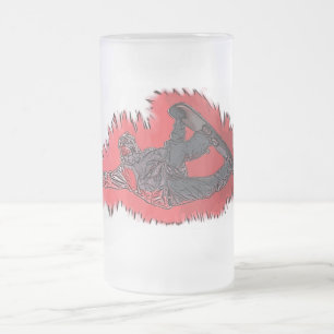 Red Explosion Snowboarder mattierte Bier-Tasse Mattglas Bierglas