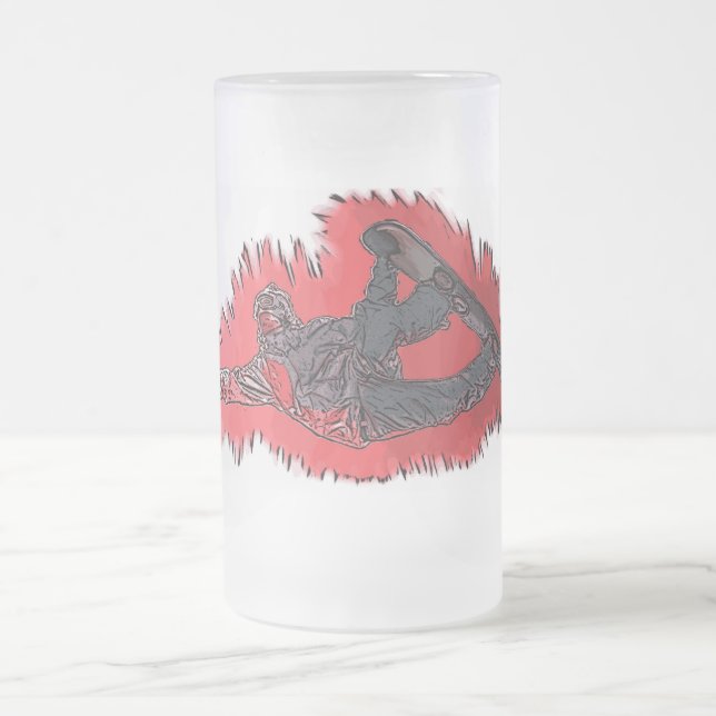 Red Explosion Snowboarder mattierte Bier-Tasse Mattglas Bierglas (Mittel)