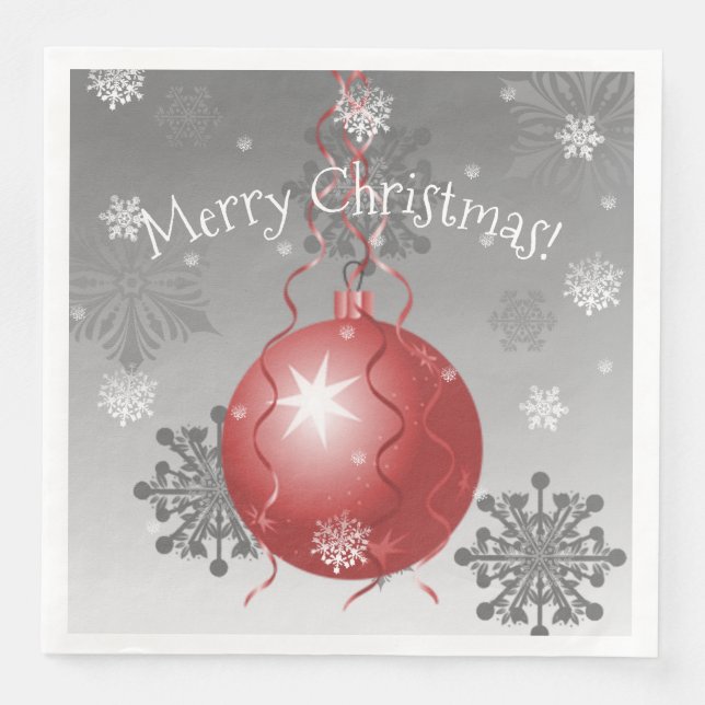 Red Extravagant Christmas Ornament Paper Napkin Serviette (Vorderseite)