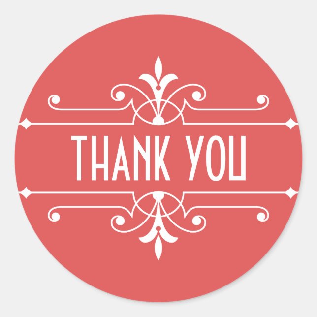 Red Extravagant Ornamental Danke Stickers (Vorderseite)