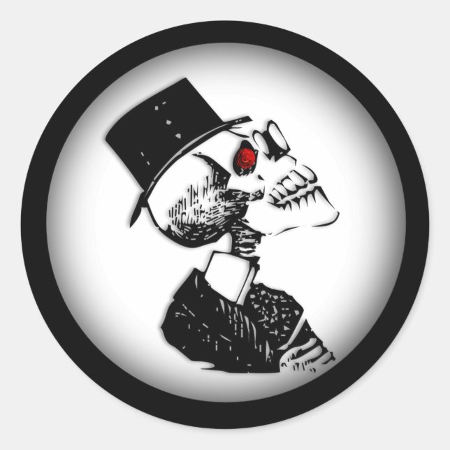 Red Eye Skeleton Runder Aufkleber (Vorderseite)