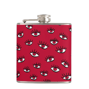 Red Eyes Pattern - Horror Gothic Ästhetik Flachmann