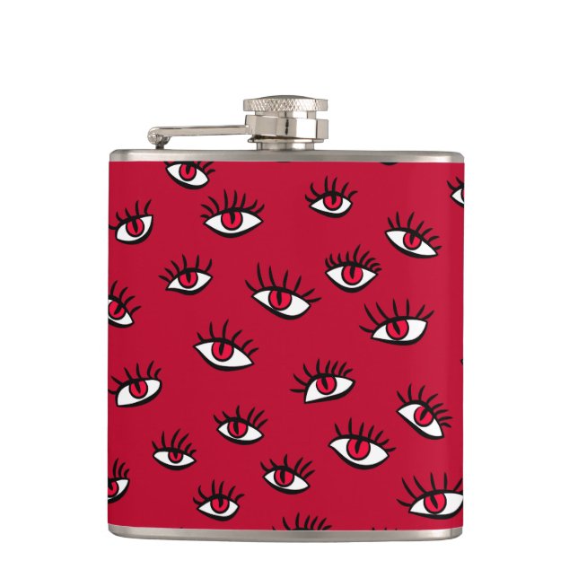 Red Eyes Pattern - Horror Gothic Ästhetik Flachmann (Vorderseite)