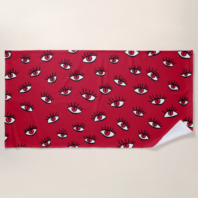 Red Eyes Pattern - Horror Gothic Ästhetik Strandtuch (Vorderseite)