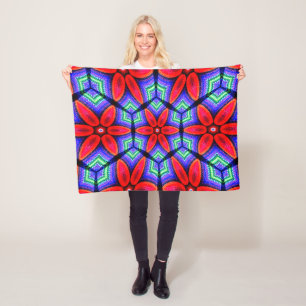Red Fabrics Blume Muster Fleecedecke