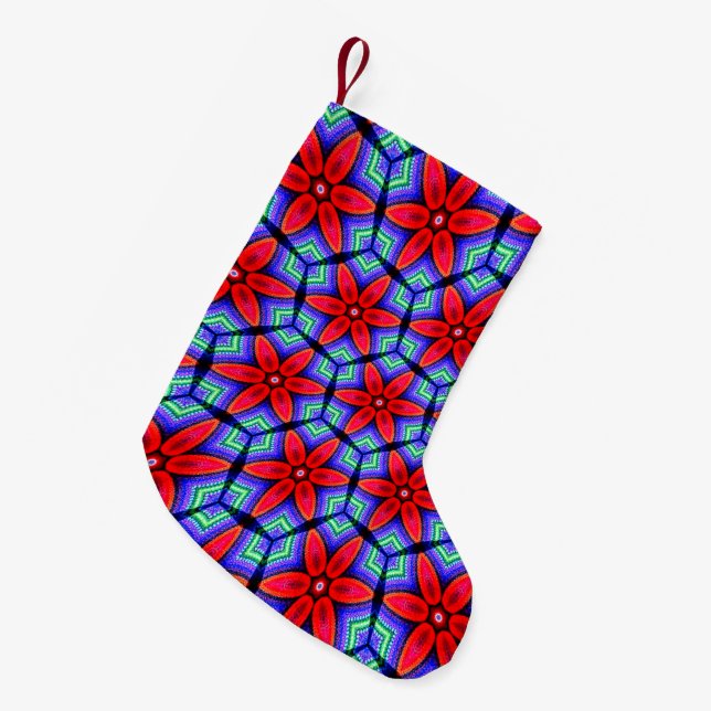 Red Fabrics Blume Muster Kleiner Weihnachtsstrumpf (Vorderansicht (hängend))