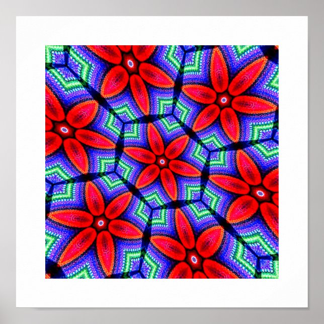 Red Fabrics Blume Muster Poster (Vorne)