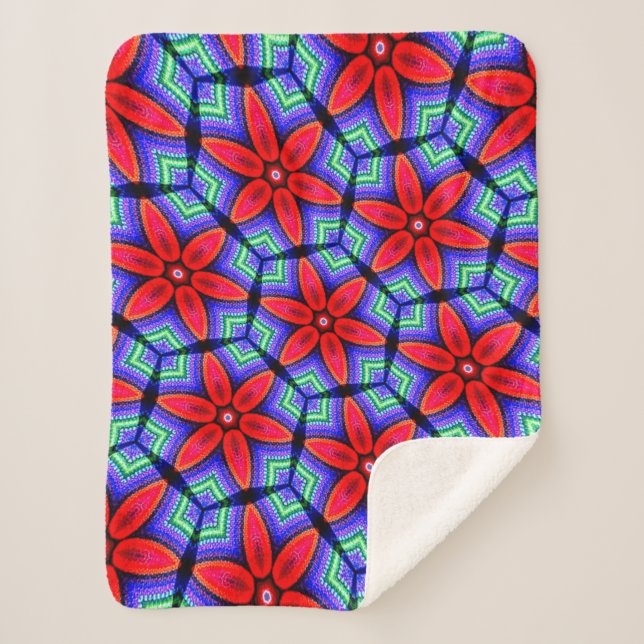 Red Fabrics Blume Muster Sherpadecke (Vorderseite)