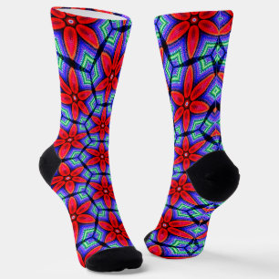 Red Fabrics Blume Muster Socken