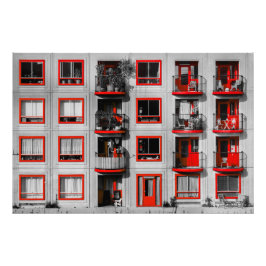 Red Facade Zuidoost Balcony Gebäude Fotografie