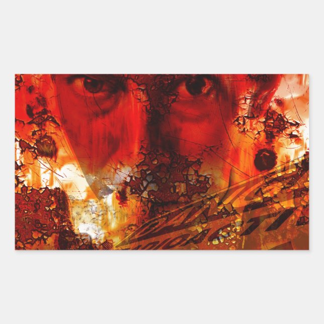 Red Face Graffiti Rechteckiger Aufkleber (Vorderseite)