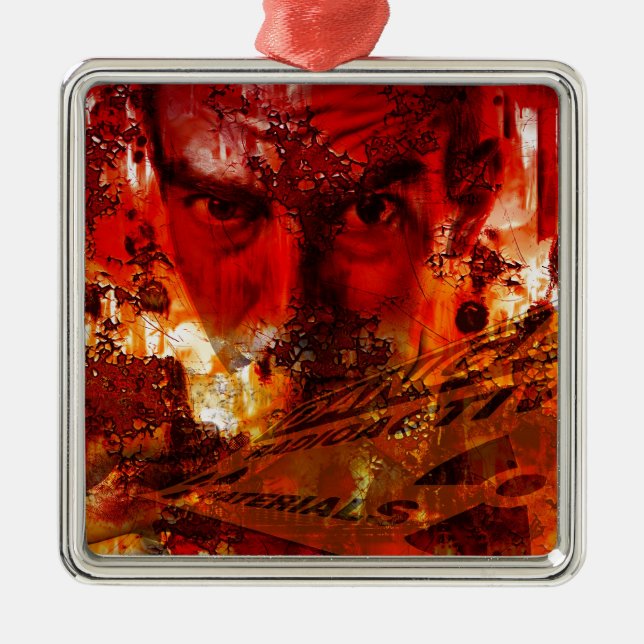 Red Face Graffiti Silbernes Ornament (Vorne)