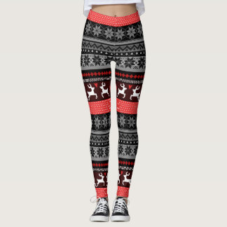 Red Fair Isle Pattern Leggings