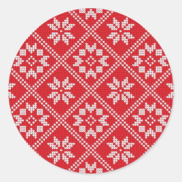 Red Fair Isle Sweater Strick Pattern Weihnachten Runder Aufkleber