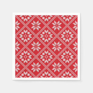Red Fair Isle Sweater Strick Pattern Weihnachten Serviette