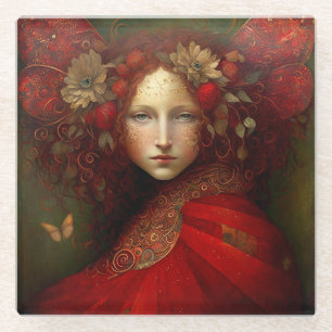Red Fairy Fantasy Art Glasuntersetzer