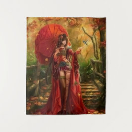 Red Fairy Tapestry Wandteppich
