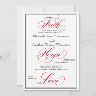 Red Faith Hope Liebe Calligraphy Weditation Einlad Einladung