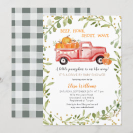 Red Fall Pumpkin Truck Drive by Baby Dusche Einladung