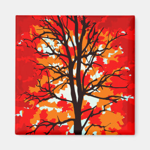 Red Fall Tree Magnet