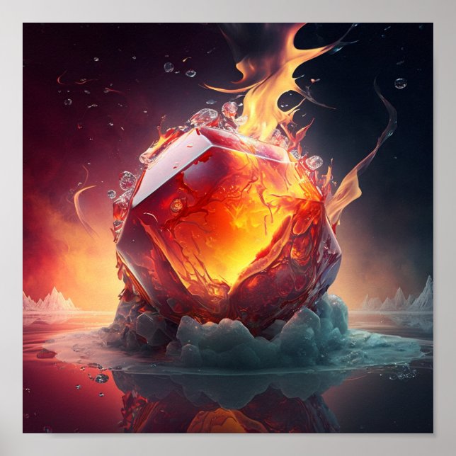 Red Falling Fireball Poster (Vorne)