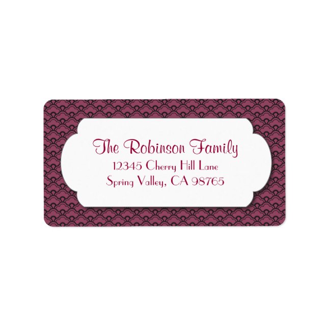 Red Fan Muster mit weißem Rahmen Adressaufkleber (Vorne)