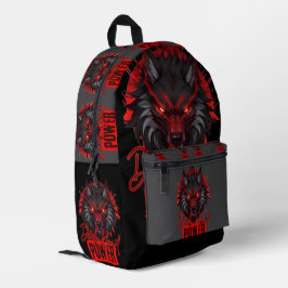 Red Fang Wolf | Bold Dark Magic Art Bedruckter Rucksack