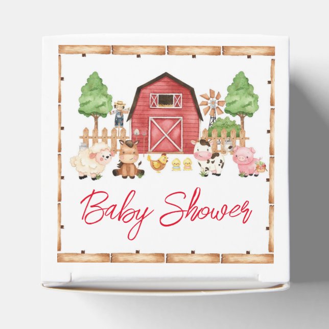Red Farm Animals Baby Dusche Geschenkschachtel (Oben)