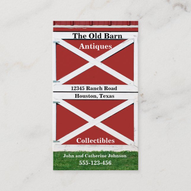Red Farm Barn Door Business Card Visitenkarte (Vorderseite)