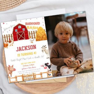 Red Farm Birthday Invitations with photo Einladung