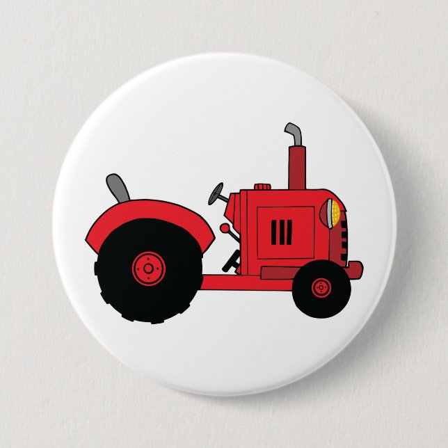 Red Farm Tractor Vehicle Button (Vorderseite)