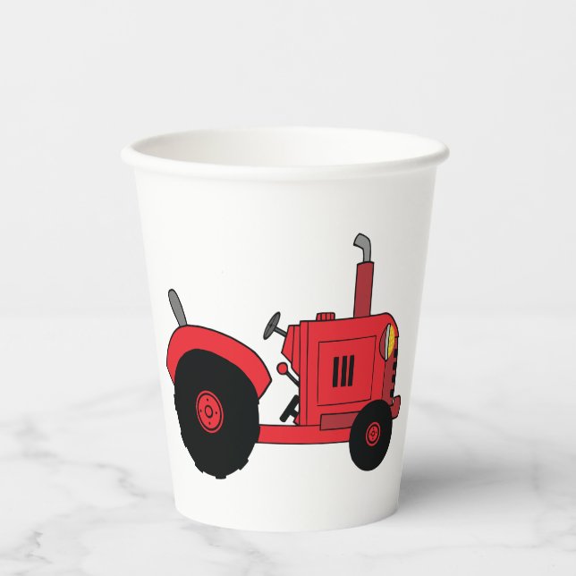 Red Farm Tractor Vehicle Pappbecher (Vorderseite)